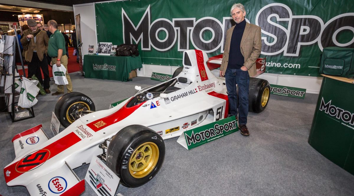 2016 guest Damon Hill on Motor Sport stand at Race Retro