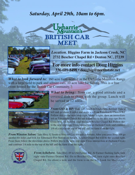 Uwharrie Mountains British Car Meet, NC
