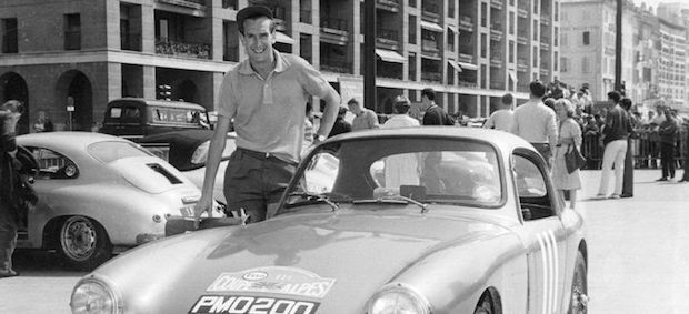 JOHN SPRINZEL in 1961 Alpine Rally, on the quais in Marseilles