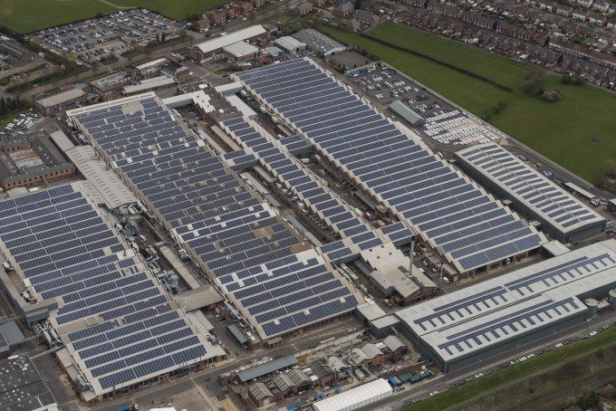 Bentley factory with roof top solar panels