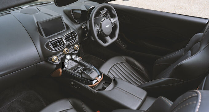 Aston Martin Vantage A3 tribute Interior seats and steering detail
