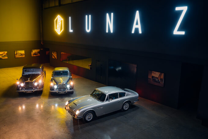 Rolls Royce Bentley Aston Martin on display at Lunaz HQ