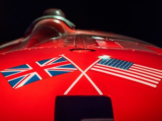 The British and USA flags on the Sunbeam 1000hp World Land Speed Record vehicle