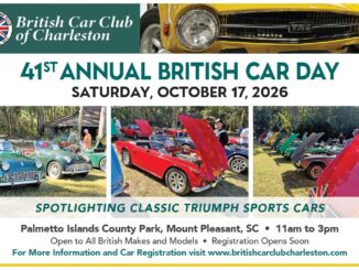 41st Annual British Car Day 2026 flyer, British Car Club of Charleston, October 17 in Mount Pleasant