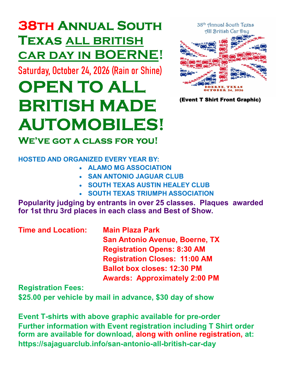 2026 South Texas All British Car Day official flyer