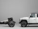 Side view of a Land Rover Defender fitted with the new Works V8 conversion, shown on a new chassis
