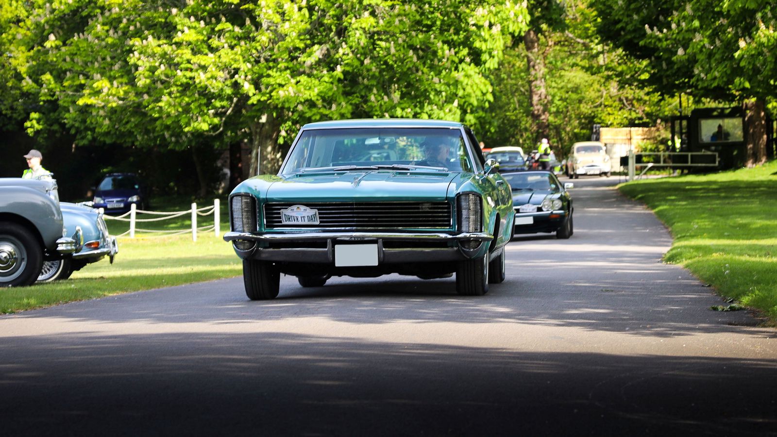 Drive-It Day at Beaulieu - classic cars arriving at the National Motor Museum