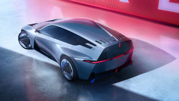 Rear view of the Vauxhall STX Concept showing its sloping tailgate and illuminated VAUXHALL wordmark