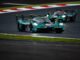 The #007 Aston Martin Valkyrie leads the #009 sister car on track at Fuji Speedway
