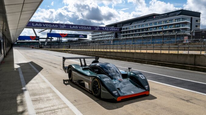 Restored BRM P351 Group C prototype on the Silverstone pit straight