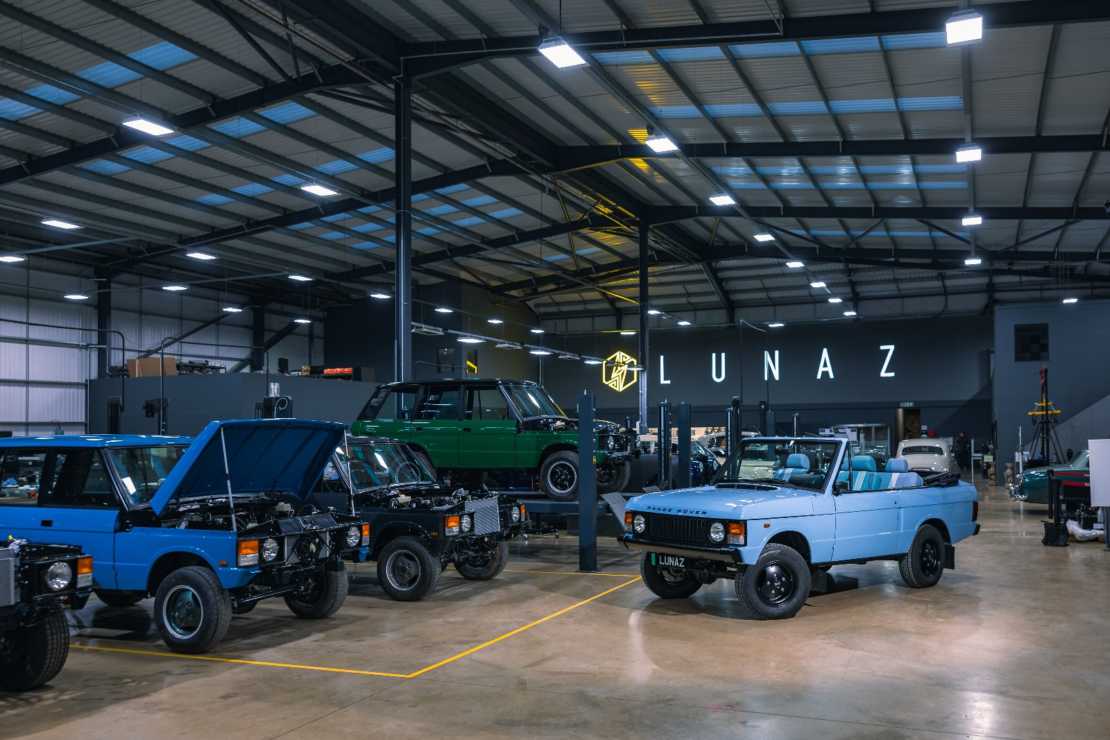 Range Rover Classic restomods in various stages of build inside the Lunaz factory at Silverstone